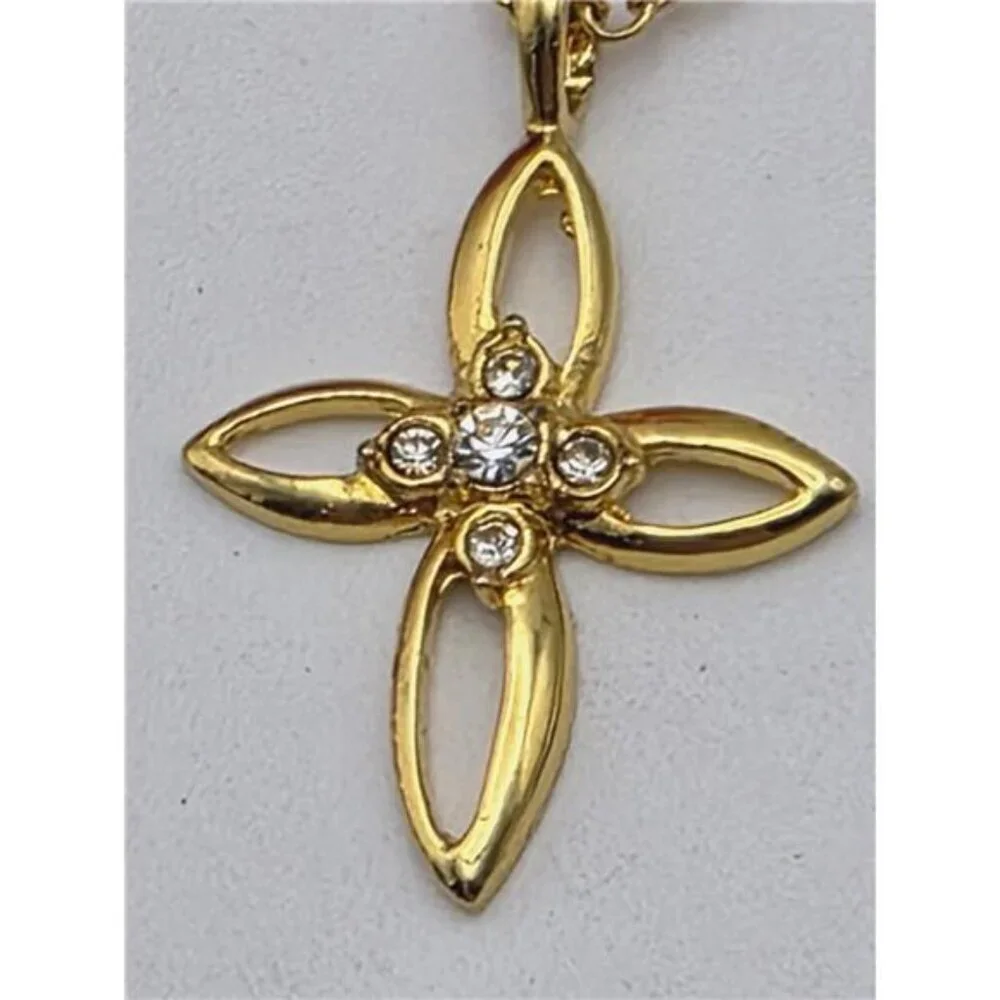 Premier Designs Cross Heart Locket Necklace + 2 Estate Religious Lot Vintage
